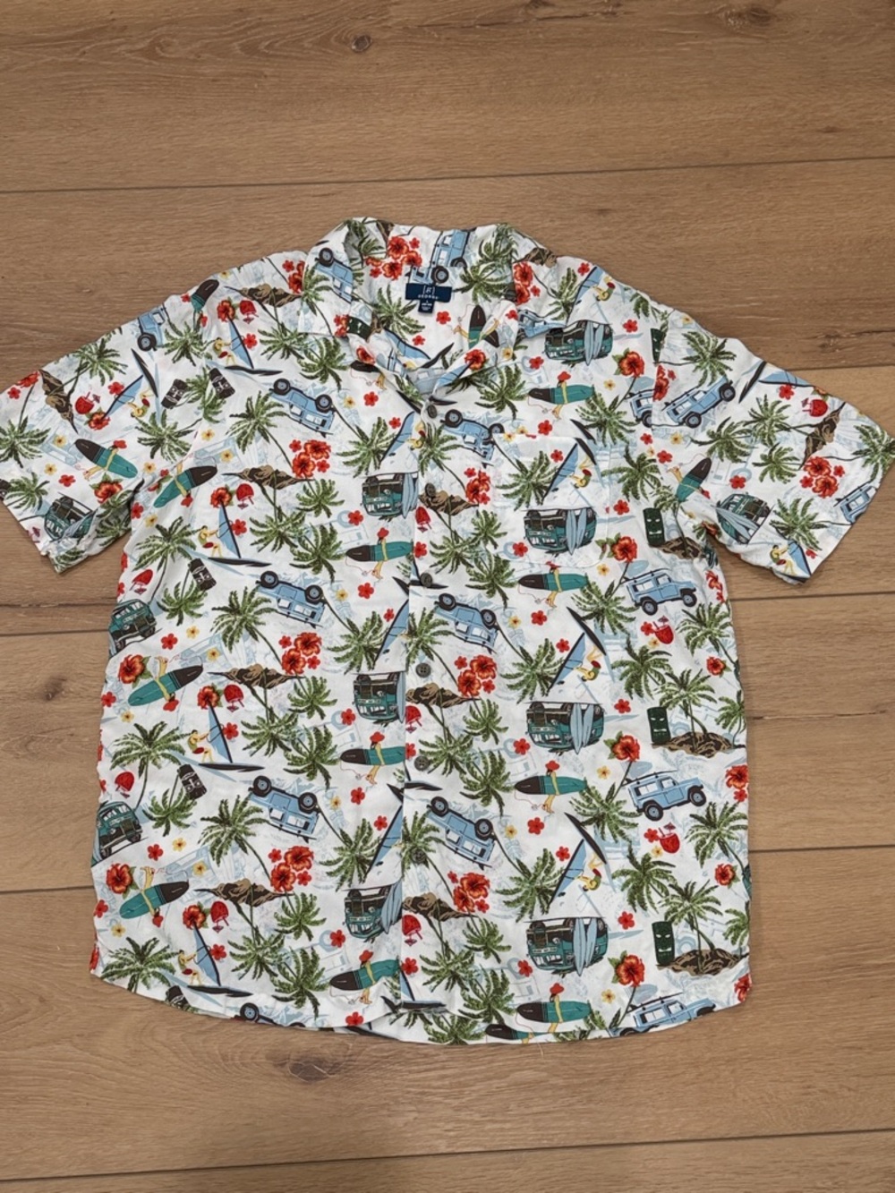 George White Tropical Camper & Palm Short-Sleeve Shirt